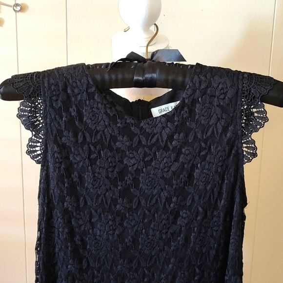 Black Lace Sheath Dress By Grace Karin Girls Size 14 Never Worn - Picture 1 of 8